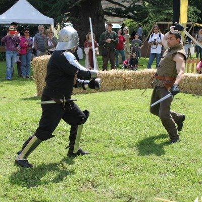 Deux chevaliers combattent à l'épée