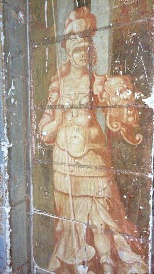 pavillons-dores-peintures-murales-cariatide Peintures murales du XVIIe siècle situées dans les Pavillons Dorés du château de Selles sur Cher