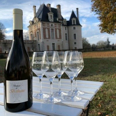 Crû du château de Selles sur Cher Blanc Philippe de Béthune esprit sur fond de Pavillon Béthune